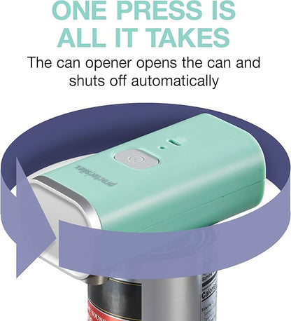 Proctor Silex Automatic Electric Can Opener, Hands Free Cordless Operation & USB Rechargeable, Self-Aligning, Cut Smooth Touch Lid Edges, Compact and Easy to Store, Mint - Image 3