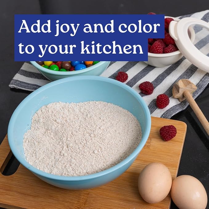 WHYSKO Mixing Bowl Set, 12 Piece Colorful Plastic Mixing Bowls with Lids Set for Food Prep Storage and Serving, Microwave and Dishwasher Safe for Kitchen Baking Cooking - Image 5
