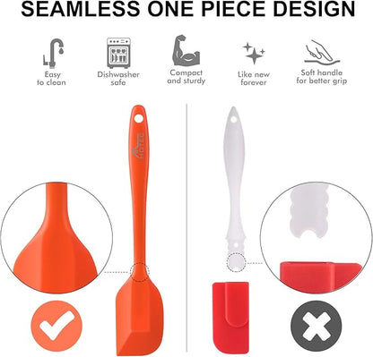 HOTEC BPA Free Heat Resistant Silicone Spatula Set Kitchen Utensils for Baking Cooking Mixing Non Stick Cookware Food Grade Dishwasher Safe (Multi-Color) Set of 9 - Image 6
