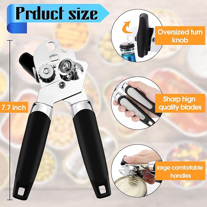 Gisafai 12 Pcs Manual Can Opener with Sharp Blade Smooth Edge Multifunctional Kitchen Gadget Handheld Openers Oversized Handheld Knob Can and Bottle Animals - Image 2