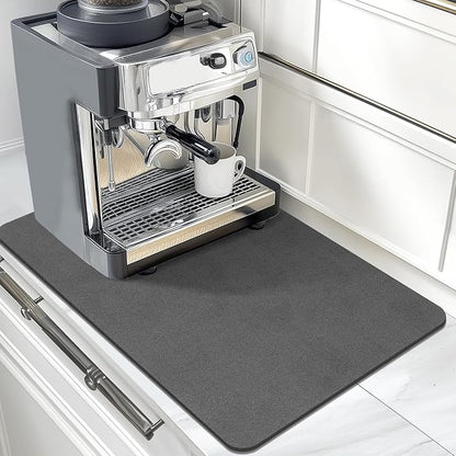 Findosom Dish Drying Mat, 12"x 20" Super Absorbent & Hide Stain Coffee Mat, Cuttable Drying Mat for Kitchen Counter, Coffee Bar Accessories, Under Dish Rack, Coffee Maker, Espresso Machine, DarkGrey-2 - Image 7