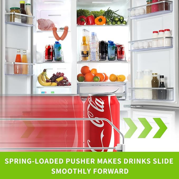 Drink Organizer for Fridge, Soda Can Dispenser for Refrigerator, Automatic Drink Dispenser for Fridge Holds up to 10 Cans, 2 Row - Image 2