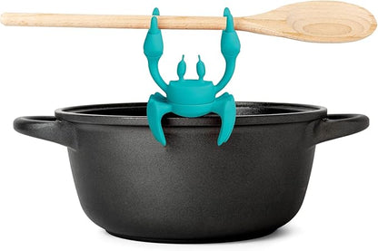 OTOTO Aqua the Crab Silicone Utensil Rest - Silicone Spoon Rest for Stove Top - BPA-Free, Heat-Resistant Kitchen and Grill Utensil Holder - Non-Slip Spoon Holder Stove Organizer and Steam Releaser by OTOTO
