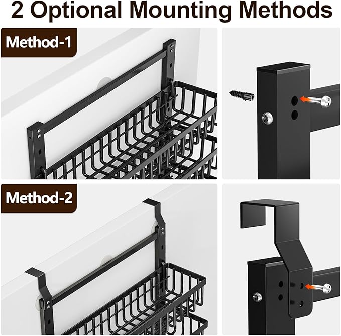 POKIPO 9 Tier Over The Door Pantry Organizer, 2 in 1 Wall Mount or Hanging Spice Rack with Adjustable Deep Basket, Heavy-Duty Seasoning Organizer and Storage for Kitchen Cabinet Closet Bathroom - Image 6