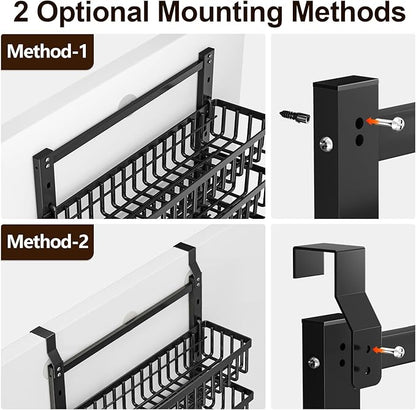 POKIPO 9 Tier Over The Door Pantry Organizer, 2 in 1 Wall Mount or Hanging Spice Rack with Adjustable Deep Basket, Heavy-Duty Seasoning Organizer and Storage for Kitchen Cabinet Closet Bathroom - Image 6