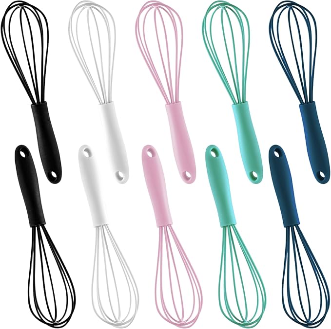 10-Piece Mini Multicolor Silicone Whisks, Non-Stick, Heat-Resistant Up to 500°F, Perfect for Mixing, Whisking, Stirring, Baking by LAPXSNZD
