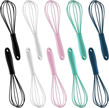 10-Piece Mini Multicolor Silicone Whisks, Non-Stick, Heat-Resistant Up to 500°F, Perfect for Mixing, Whisking, Stirring, Baking by LAPXSNZD