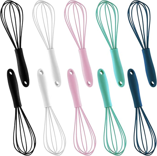 10-Piece Mini Multicolor Silicone Whisks, Non-Stick, Heat-Resistant Up to 500°F, Perfect for Mixing, Whisking, Stirring, Baking by LAPXSNZD