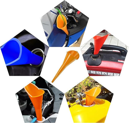 2 PCS Oil Funnel, Automotive Multi-Function Plastic Fuel Funnel with Long Neck, Universal Engine Oil Funnel for Filling Oils Gas Lubricants and Fluids, Car Accessories (2PCS-Orange)