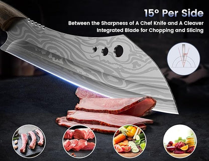 SYOKAMI Butcher Knife Set, 3 PCS Kitchen Knives Set for Cutting, Meat Cleaver Chef Knife Set, Japanese Style High Carbon Steel Knives Set, Chopping & Slicing & Boning for Home and BBQ, Gift for Mom