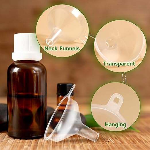 Small Funnels 6 Pack Mini Clear Funnel Easily Transfer Liquids Granules Powders Funnels Narrow Neck Water Bottle for Filling Small Bottles,Liquids, Powders Capsule
