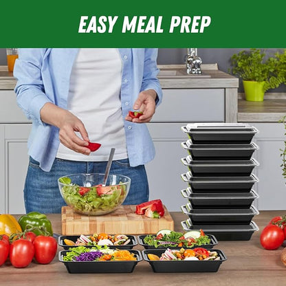 Dealusy 50 Pack (100-Piece) 28 oz Meal Prep Containers Reusable with Lids, Sturdy Leakproof & Food Safe, Microwave, Freezer, Dishwasher Safe Prep Containers, To Go Take Out Plastic Food Storage - Image 6
