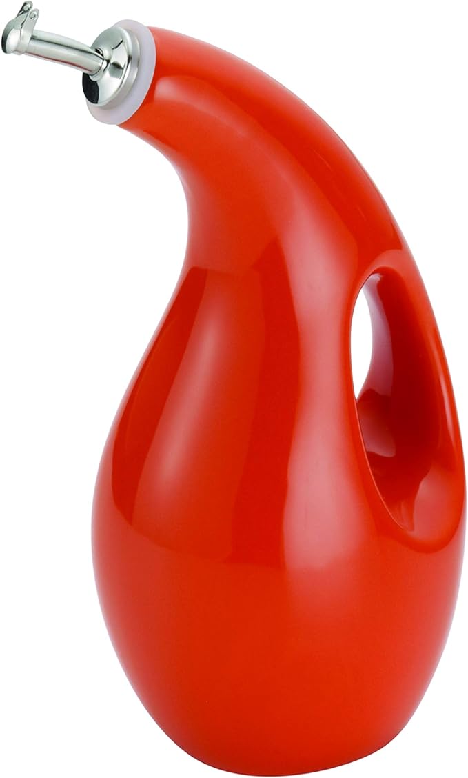 Rachael Ray Solid Glaze Ceramics EVOO Olive Oil Bottle Dispenser with Spout - 1 Piece, Orange by RachaelRayKitchenware