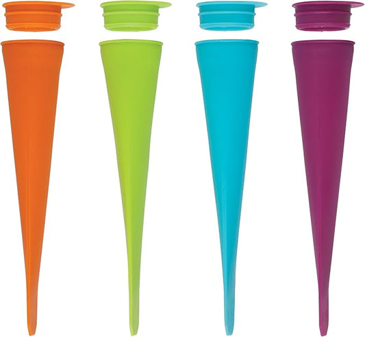HIC Kitchen Flavor Blast Silicone Ice Pop Makers, Non-Stick, Flexible, Reusable, Set of 4, Makes 4 Ice Pops