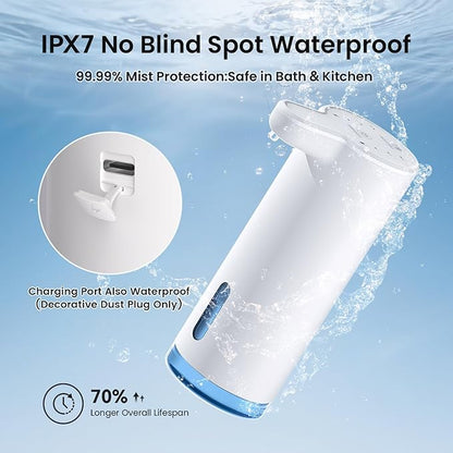 Seawah Automatic Soap Dispenser Touchless(Upgrade Auto & Manual Dual Modes), Quiet Design, IPX7, Adjustable Volume, Rechargeable, Thick & Thin Dish/Hand Soap Compatible for Bathroom & Kitchen - Image 6