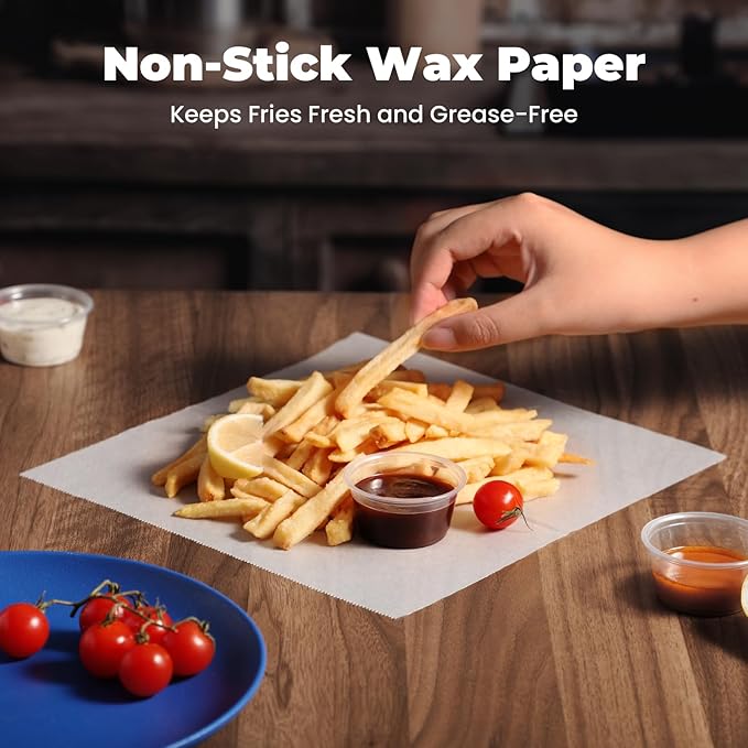 Fit Meal Prep [500 Pack] 10 x 10.75" Wax Paper Sheets for Food, Interfolded Precut Deli Pop Up Grease-Proof Sandwich Paper Wraps, Waterproof for Lunch, Food Basket, Microwave Cover, BBQ
