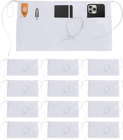 Utopia Wear 12 Pack Server Aprons with 3 Pockets, Waiter and Waitress Waist Aprons for Women with Pockets, Men Short Aprons by UTOPIAWEAR