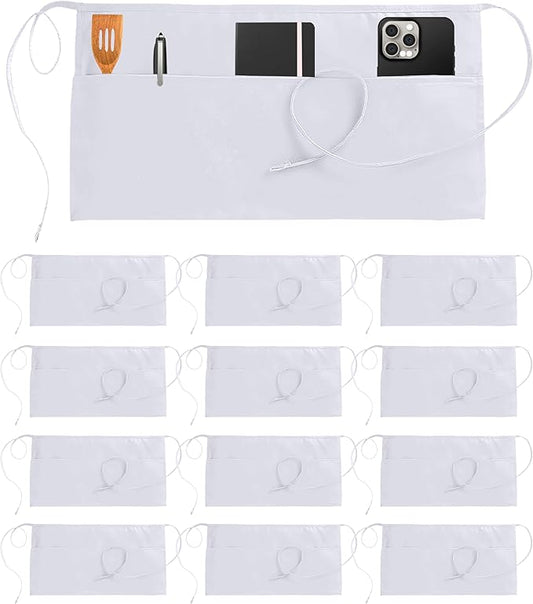 Utopia Wear 12 Pack Server Aprons with 3 Pockets, Waiter and Waitress Waist Aprons for Women with Pockets, Men Short Aprons by UTOPIAWEAR