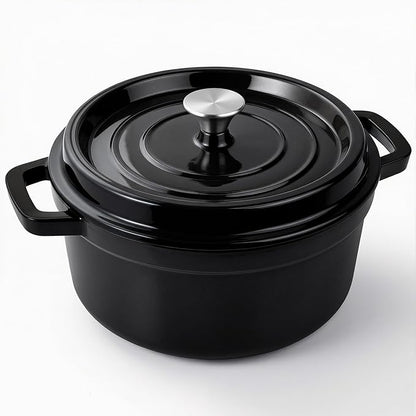Miereirl 6.5 Quart Enameled Dutch Oven Pot with Lid, Cast Iron Dutch Oven with Dual Handles for Bread Baking, Cooking, Non-stick Enamel Coated Cookware (Black) by Miereirl
