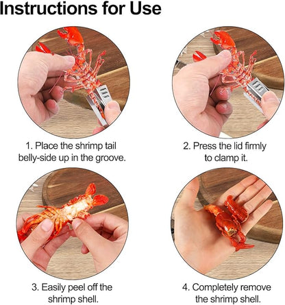 4pcs Crawfish Peeler Tool, Non-Slip Design Stainless Steel Shrimp & Crayfish Sheller Effortless Tail Peeling for Cooked Shrimp Seafood Shucker Easy to Clean Kitchen Gadget for Home & Restaurants