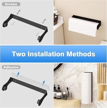 Paper Towel Holder Under Cabinet, Black, Adhesive & Wall Mount, Under Counter Paper Towel Rack for Kitchen and Bathroom, Home and Kitchen Decor - Image 6
