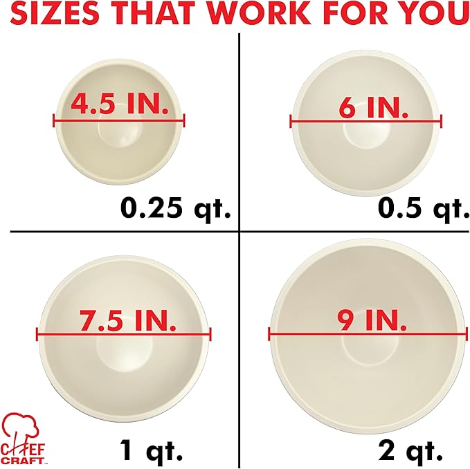 Chef Craft Eco Bamboo Fiber Mixing Bowl Set, 4 Piece, Natural