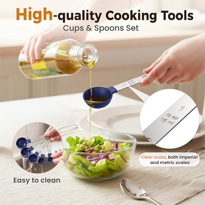 16PCS Measuring Cups and Spoons Set, Measuring Spoon Set with Metric and US Measurements, Fits for Measuring Dry and Liquid (Blue) - Image 6