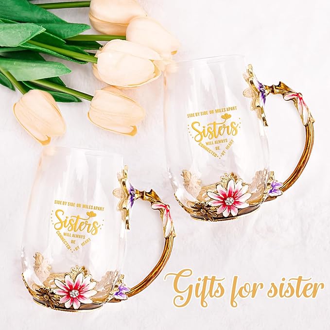 OEAGO Sisters Gifts from Sister for Women Elegant Tea Cup Unique Christmas Birthday Gifts for Sister, Little,Big,in Law - Image 5