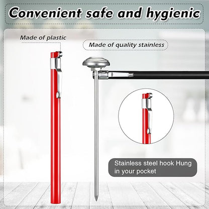 Xuhal 6 Pcs Stainless Steel Kitchen Thermometer with 5 Inch Long Stem 1 Inch Dial Thermometer Milk Frothing Food for Oven Probe Meat Grill BBQ Cooking Chocolate Water(Black, Red) - Image 2