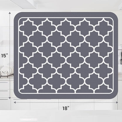 WISELIFE Dish Drying Mat Super Absorbent Drying Mat Large Dish Drying Mats for Kitchen Counter Easy Clean Dish Mat Kitchen Drying Mat15"x 18" Stylish Grey - Image 3