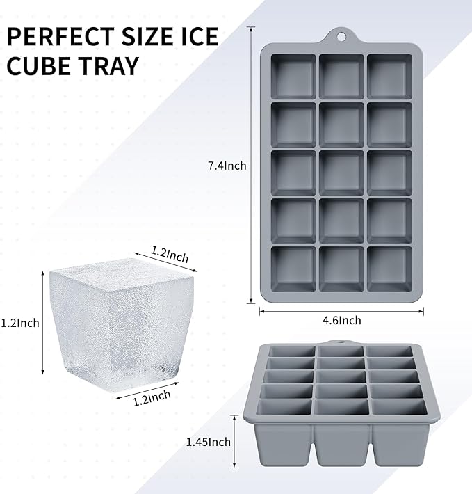 Silicone Ice Cube Tray 2 Pack, HANCELANT Ice Cube Mold, Ice Trays for Freezer with Lid for Whiskey, Baby Food, BPA Free, Easy Release - Image 4
