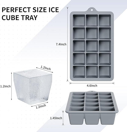 Silicone Ice Cube Tray 2 Pack, HANCELANT Ice Cube Mold, Ice Trays for Freezer with Lid for Whiskey, Baby Food, BPA Free, Easy Release - Image 4
