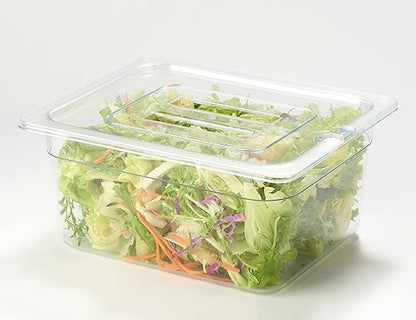 CURTA 6 Pack NSF Notched Food Pan Cover, 1/2 Size Clear Polycarbonate Lid with Handle for Commercial Food Pan, Dishwasher & Freezer Safe Plastic Clear