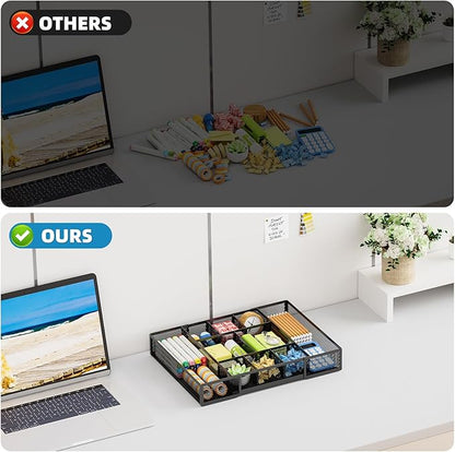 Marbrasse Expandable Desk Drawer Organizer, Mesh Drawer Organizer Tray with 10 Adjustable Compartments, Desk Organizers and Accessories, 5 Dividers Drawer for Office Supplies, Makeup & Vanity (Black) - Image 8