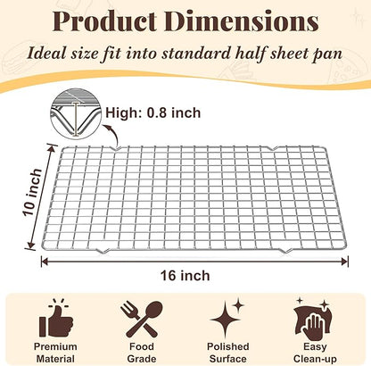 Cooling Racks for Cooking and Baking - 2 PCS 10" x 16" Grid Wire Baking Rack for Oven Cooking, Baking, Grilling, Roasting - Dishwasher Safe Bacon Rack - Fits Half Sheet Cookie Pan - Image 2