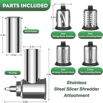 Stainless Steel Slicer Shredder Attachment for KitchenAid Stand Mixer, Includes Cheese Grater,Grinding Powder,Vegetable Slicer Shredder for KitchenAid cheese grater attachments with 4 Blades by HOZODO - Image 5
