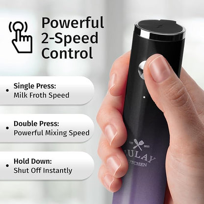 Zulay Kitchen Rechargeable Milk Frother Handheld Lux - Powerful 2-Speed Motor, Waterproof, 2000mAh Battery - Drink Mixer for Latte, Cappuccino, Matcha & Protein Powder - Lux Galaxy - Image 4