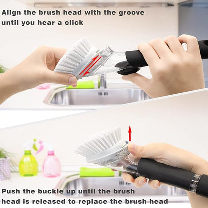 Brush Refills for OXO Dish Brush - 6 Pack Dish Brush Cleaning Soap Dispensing Head Replacement for Scrubber (White) - Image 6