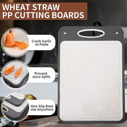 Titanium Cutting Boards for Kitchen - Katuchef Non Toxic Double Sided Metal for Meat/Fish & Wheat Straw PP for Fruits/Vegetables, Dishwasher Safe, Pure Titanium Easy Clean Chopping Board Large