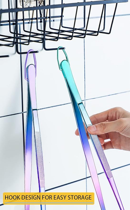 JETKONG 2 Pcs 12-Inch Culinary Tweezers Food Tweezers Kitchen Tweezer Tongs for Cooking (Rainbow) - Image 4