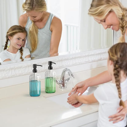 AmazerBath Soap Dispenser, 2 Pack Glass Soap Dispenser with Stainless Steel Pump, 17 Oz Bathroom Hand Soap Dispensers Bottle for Bathroom & Kitchen, Clear & Black - Image 9