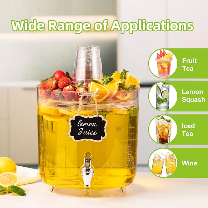 2 Gallon Beverage Dispenser for Parties 2 PACK, BPA-Free Drink Dispenser with No Drip Spigot, Juice Dispensers with Stand, Transparent Plastic Water Dispenser, Drink Fountains with Multi-Function Lid - Image 7