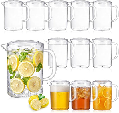 Tessco for you 12 Pcs Plastic Pitchers 60 Ounce Clear Restaurant Jug Large Water Pitcher Carafe Serve Milk Tea Juice Drink for Parties Container Dispenser Beer Jar (Fashion) by Tessco