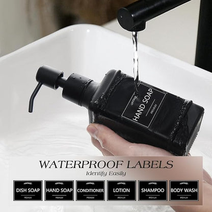 VIMERPA Dish Soap Dispenser with Adjustable Sponge Holder, 10 fl oz Kitchen Hand and Dish Soap Dispenser Set, Matte Black Bottle and Vintage Design