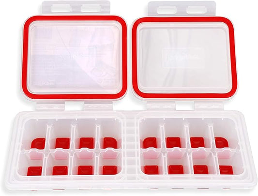 IceTopper Plus Ice Cube Tray with 2 Attached Lids - Easy Release Ice Cube Molds, 16 Cubes per Tray, Stackable & Dishwasher Safe, 100% Food Grade Materials, BPA Free & Recyclable