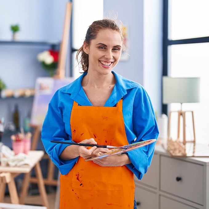15 Pcs Adult Aprons Bulk with Pockets Adjustable Bib Chef Apron for Women Men Painting Cooking Crafting (S/L) - Image 6