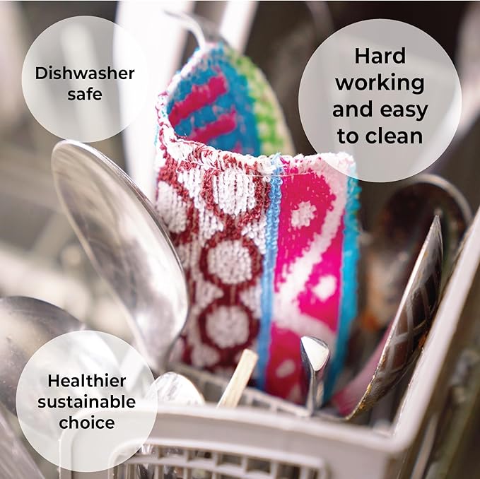 Skoy Scrub, 1-piece Reusable, Non-Scratching Dish Scrubber for Kitchen and Household Cleaning, Planet-Friendly, Dishwasher Safe Soft Scrub, Monochromatic Colors - Image 4