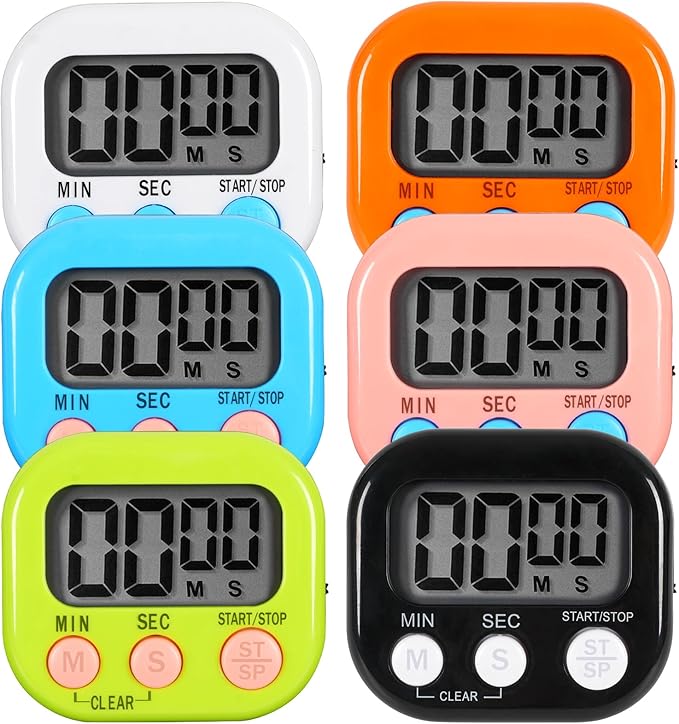 6 Pack Multi-Function Electronic Timer, Learning Management, Suitable for Kitchen, Study, Work, Exercise Training, Outdoor Activities(not Including Battery) by Unknown