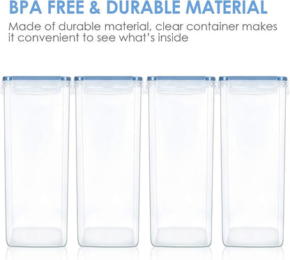 Vtopmart Extra Large Tall Airtight Food Storage Containers 4 Pieces 5.9qt / 6.5L-Plastic PBA Free Kitchen Pantry Canister for Spaghetti, Flour and Baking Supplies - Include 24 Labels, Blue - Image 3