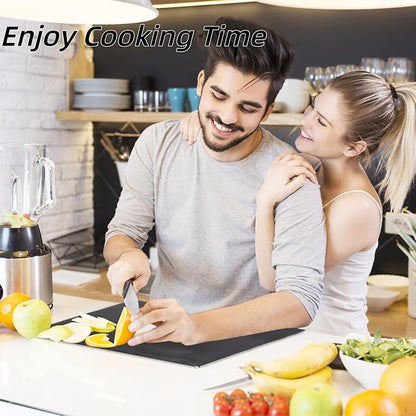 JJL Black Acrylic Cutting Board with Counter Lip, 24 x 18 Inches, Food-Grade, Anti-Slip, Perfect for Cutting Bread, Meat, and Veggies, Ideal Choice for Kitchen Countertop Décor